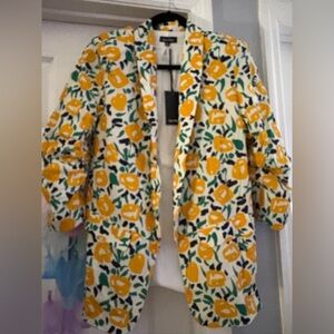Floral Yellow & Cream Women’s Trench Coat by Topshop